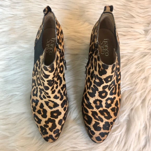 Franco Sarto | Leopard Print Arden Calf Hair Ankle Booties Size 7W (wide) - Picture 2 of 8